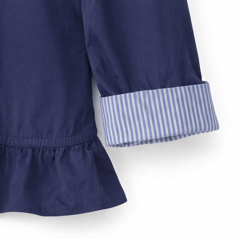 Chico’s Blue Ruffle Hem Jacket Size 2 Cotton Lightweight Utility Chic - Picture 3 of 3